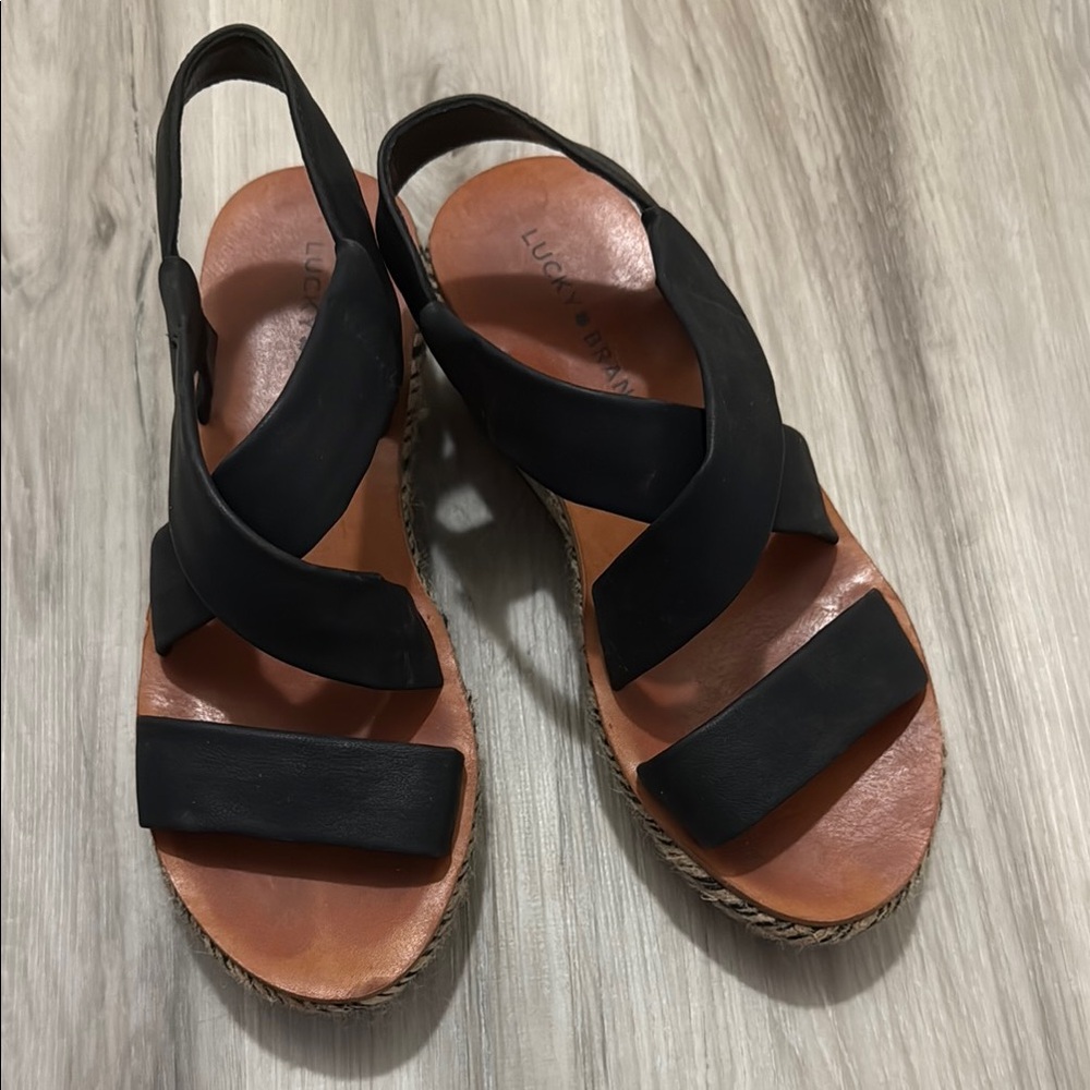 Lucky Brand Black Elastic Strap Sandals